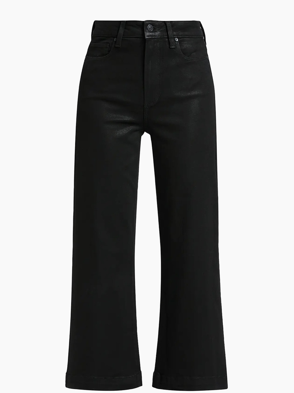 PAIGE Anessa Coated High-Rise Wide-Leg Ankle Jeans